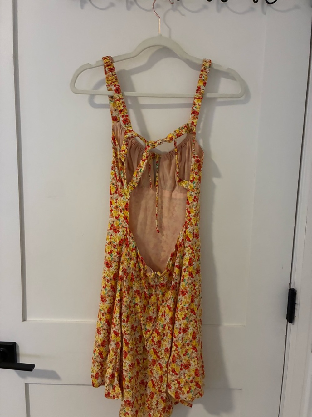 Nordstrom Yellow Floral Midi Dress with Red & Cream Accents - Picture 2 of 2